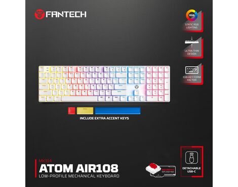 Tastatura Mehanicka Gaming Fantech MK314 RGB Atom AIR 108 bela (red switch).