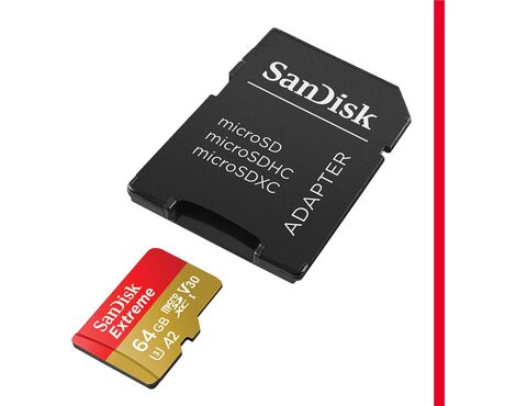 Memorijska kartica SanDisk SDXC Extreme micro 64GB 170 MB/s UHS-I U3 V30+adapter.