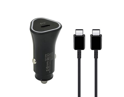 Auto punjac 25W Type-C ulaz sa Type-C na Type-C kablom crni (MS).