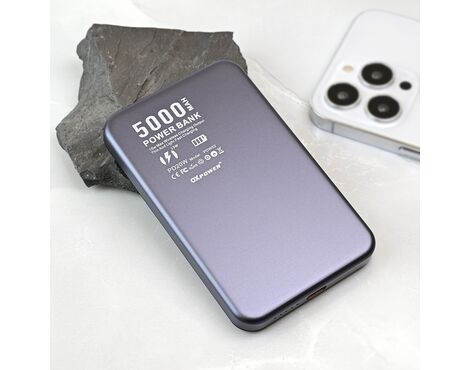 Univerzalna Back Up Baterija prenosiva baterija Magsafe Oxpower PD W52 5000mAh siva.