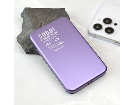 Univerzalna Back Up Baterija prenosiva baterija Magsafe PD W52 5000mAh ljubicasta.