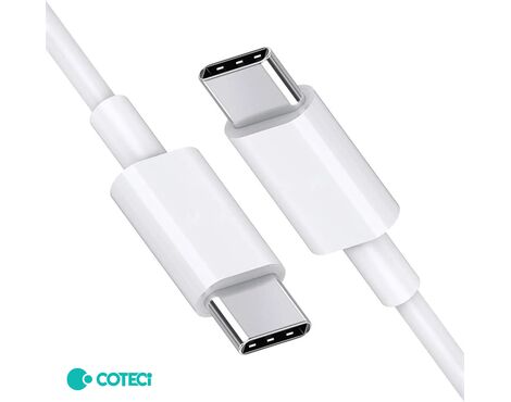 Data kabl Coteci 32117 5A 60W 40 Gps PD Type C na Type C beli 1m.
