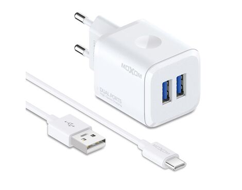 Kucni punjac Moxom MX-HC160 2.4A 2xUSB Type C beli (MS).