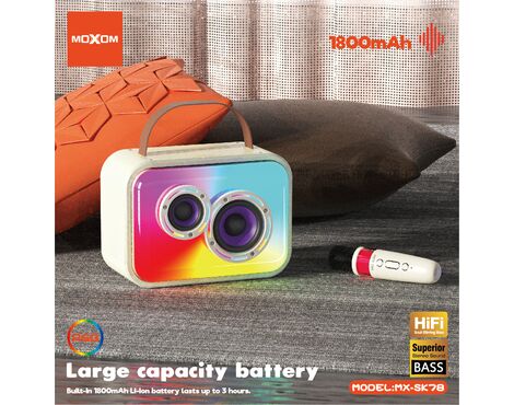 Zvucnik bluetooth Moxom MX-SK78 sa mikrofonom beli (MS).