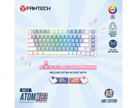 Tastatura Mehanicka Gaming Fantech MK612 Atom x83 AME plava (taro switch).