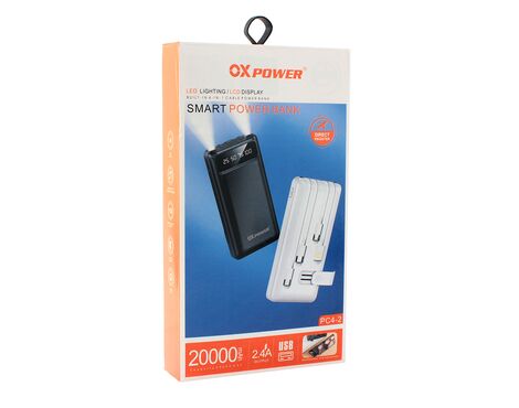 Univerzalna Back Up Baterija prenosiva baterija Oxpower PC4-2 4in1 5V 2A 20000 mAh bela.