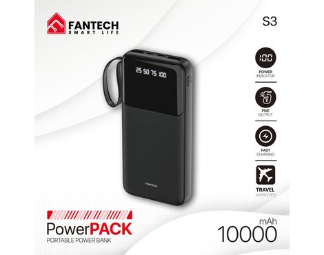 Univerzalna Back Up Baterija Prenosiva baterija Fantech S3 10000mAh, 10W crni.