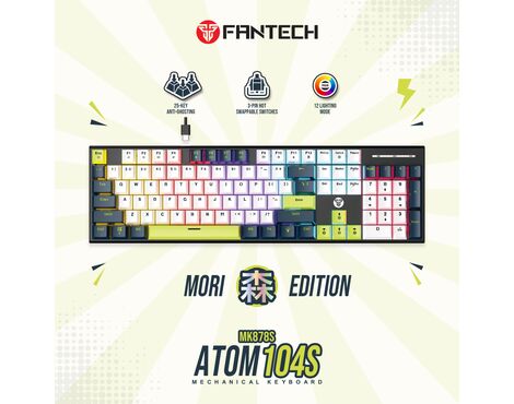 Tastatura Mehanicka Gaming Fantech MK878S RGB Atom 104S Mori bela (Red switch).