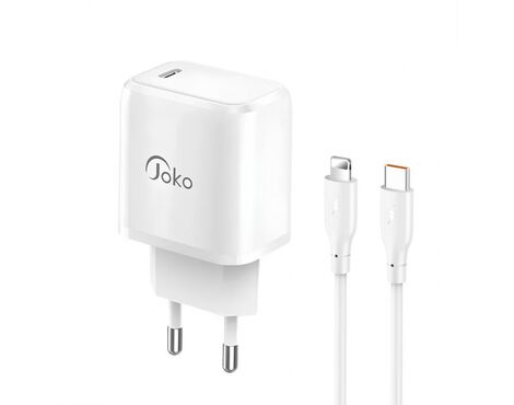 Kucni punjac KONFULON JK91+DC66 PD20W sa PD kablom Type C na iPhone lightning beli.