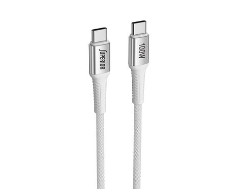 USB data kabl Superior SU-K152 pleteni Fast 100W 5A Type C to Type C 1m beli (MS).