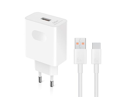 Kucni punjac Honor Super Charge 66W sa type-c kablom beli 1m/6A.
