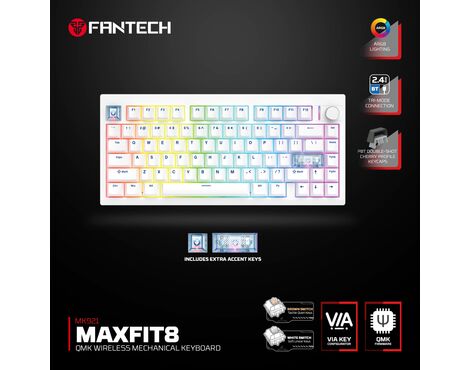 Tastatura Mehanicka Gaming Fantech MK921 Maxfit 8 Wireless white (beli) brown switch.