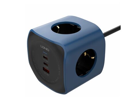 Produzni kabl LDNIO SE3338, 3 uticnice, USB, 2xPD, 6u1, GAN, 65W total power.