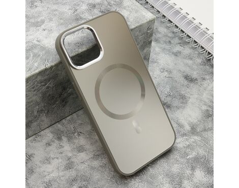 Futrola COLOR METAL MagSafe - iPhone 15 srebrna (MS).
