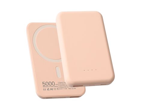 Univerzalna Back Up Baterija prenosiva baterija Magsafe PD 5000 mAh roze.
