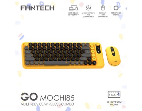Combo mis tastatura wireless Fantech WK-898 GO mochi85 zuta.