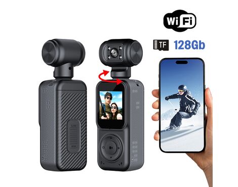 Smart akciona kamera Q5 2k sa memorijskom karticom 128Gb crna.