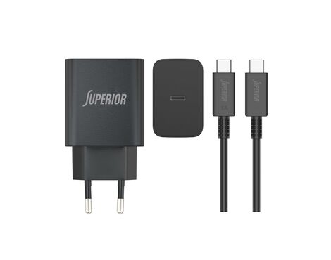 Kucni punjac Superior SU-4500 45W Type C na Type C 5A crni (MS).