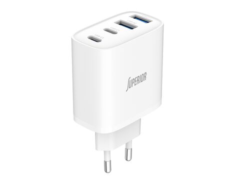 Kuciste punjaca Superior SU-4001AACC 40W 3A GaN Fast PD + USB belo (MS).