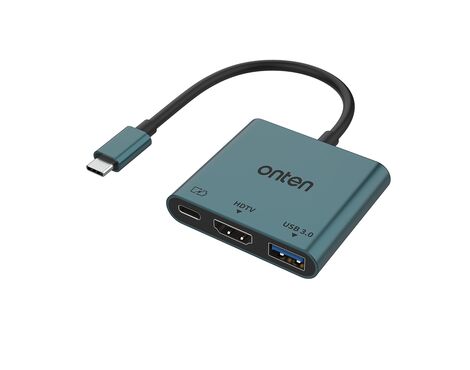 Adapter USB Type-C na HDMI (zenski) 4K 30Hz + USB 3.0 5Gbps + USB Type-C PD 3.0 100W 13cm (OTN-9175) Onten (MS).