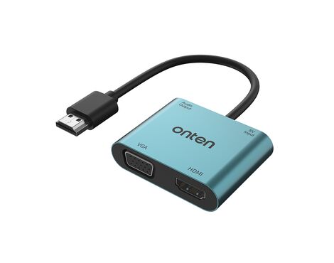 Adapter 4u1 HDMI 2K 30Hz na HDMI 2K 60Hz + VGA 2K 60Hz + USB Type-C 5V + jack 3.5mm 17cm (OTN-5166HV) Onten (MS).