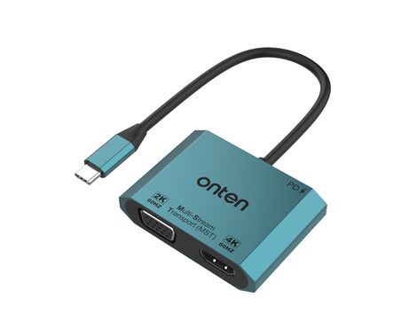 Adapter USB Type-C na HDMI (zenski) 4K 60Hz + VGA (zenski) 2K 60Hz 16cm (OTN-M205) Onten (MS).