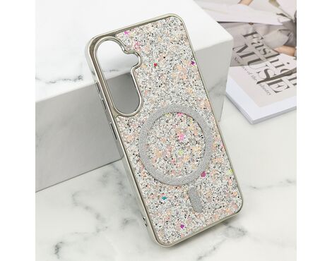 Futrola GLAM GLOW MagSafe - Samsung S921 Galaxy S24 5G/Samsung S931 Galaxy S25 5G srebrna (MS).