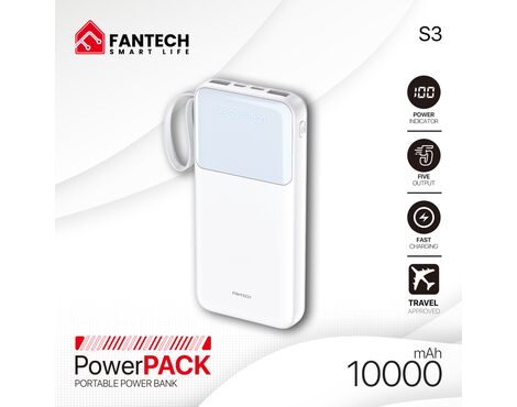 Univerzalna Back Up Baterija Prenosiva baterija Fantech S3 10000mAh, 10W beli.