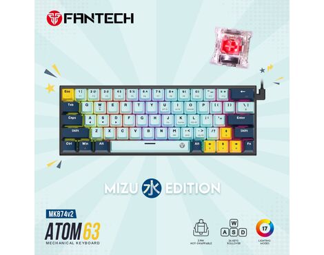 Tastatura Mehanicka Gaming Fantech MK874 RGB Atom 63 SkyBlue (Red switch).