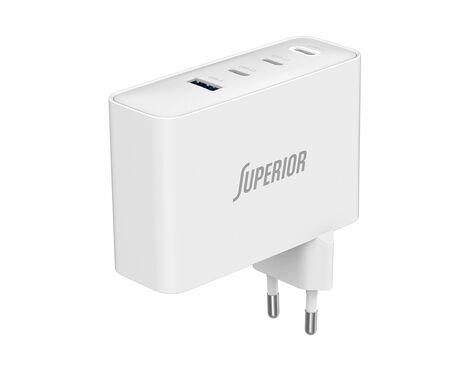 Kuciste punjaca Superior SU-10001ACCC 100W 5A GaN Fast PD + USB belo (MS).