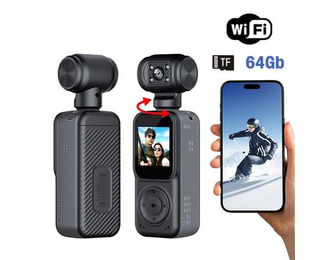 Smart akciona kamera Q5 2k sa memorijskom karticom 64Gb crna.