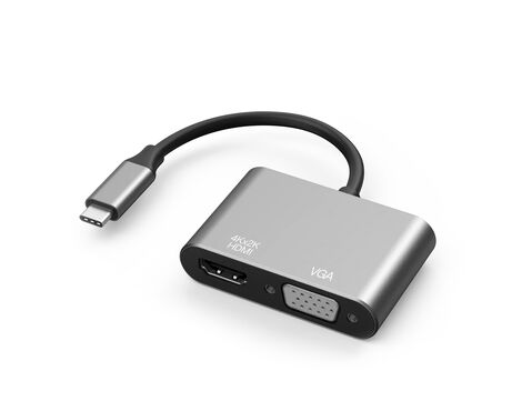 Adapter TYPE C na HDMI + VGA sivi (MS).