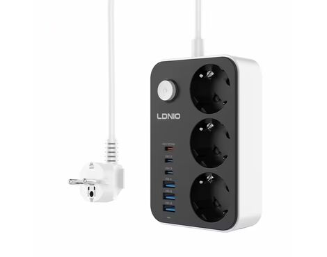 Produzni kabl LDNIO SE3631C 3 uticnice 3xUSB 3xPD beli 2m.