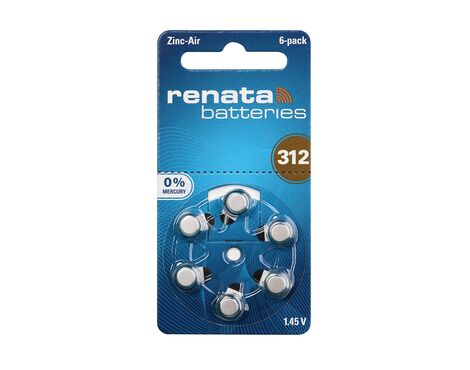 Baterija - slusni aparat Zinc Air dugmasta ZA312 6/1 Renata (MS).