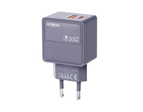 Kuciste punjaca MOXOM MX-HC286 Type C + USB 20W sivi (MS).