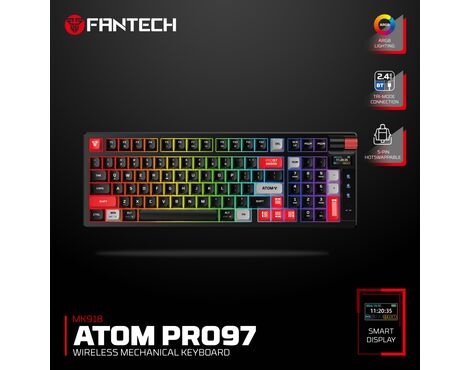 Tastatura Mehanicka Gaming Fantech MK918 RGB Atom PRO97 Wireless crna (Red switch).