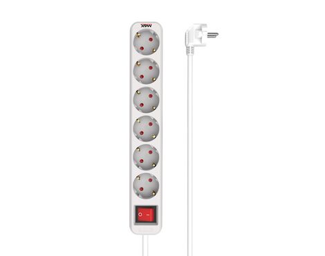Produzni kabl sa prekidacem 6 uticnice 3m Max MPS-106SB-3M Beli.
