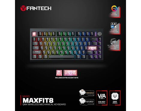 Tastatura Mehanicka Gaming Fantech MK921 Maxfit 8 Wireless black (crni) white (beli) switch.