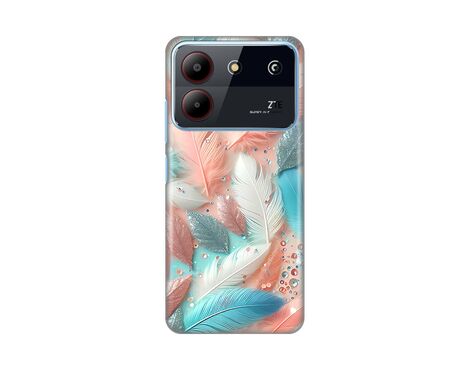 Silikonska futrola PRINT - ZTE Blade A54 Pastel Feathers.
