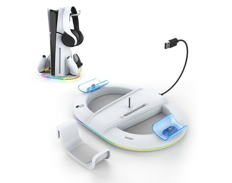iPega PG-P5S045H vertikalni multifunkcionalni Drzac - PS5 slim/PRO RGB beli.