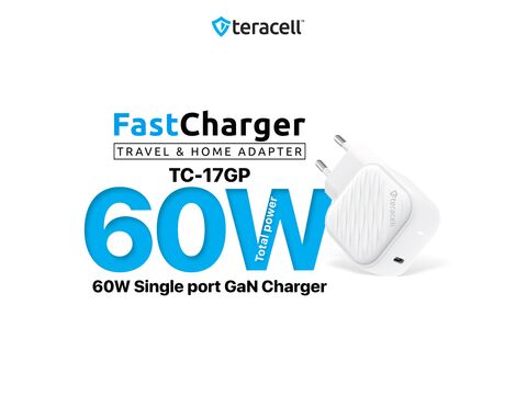 Kucni punjac Teracell Evolution TC-17GP, GaN, PPS, PD 3.0, 60W beli CE.