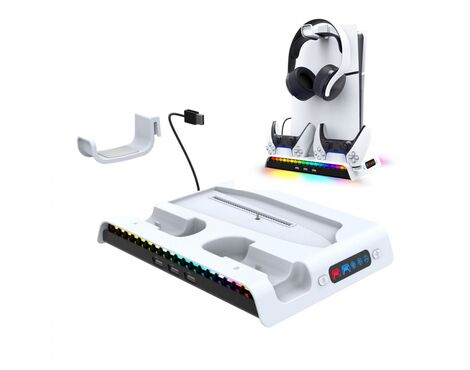 iPega PG-P5S006 vertikalni multifunkcionalni Drzac - PS5 slim/PRO RGB beli.