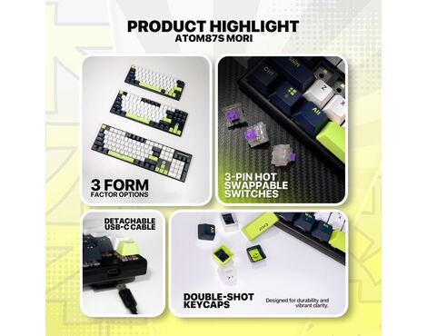 Tastatura Mehanicka Gaming Fantech MK878S RGB Atom 104S Mori bela (Rosie switch).