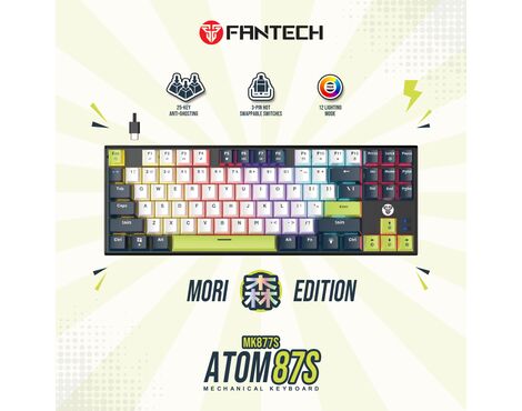 Tastatura Mehanicka Gaming Fantech MK877S RGB Atom 87S Mori bela (taro switch).