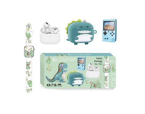 KARLER BASS K718-Combo set (mini watch, konzola, TWS Bluetooth Slusalice + Zastitna futrola - slusalice Dinosaurus) (MS).