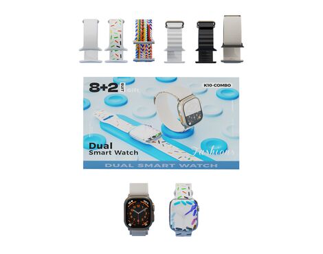 KARLER BASS K10-Combo set (2 x smart watch, 8 narukvica ) beli (MS).