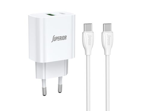 Kucni punjac Superior SU-P102 20W Type C na Type C beli (CERT) (MS).