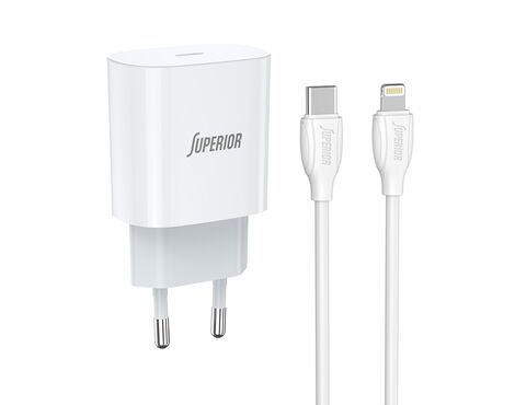 Kucni punjac Comicell Superior CO-DC55 Fast PD 20W 3A Type C na Lightning beli (MS).