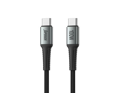 USB data kabl Superior SU-K103 pleteni Fast 100W 5A Type C na Type C 1m sivi (MS).