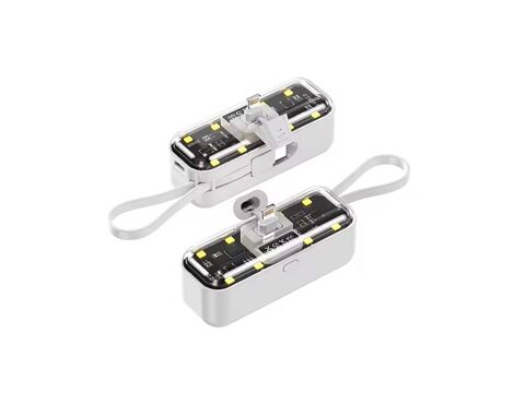 Univerzalna Back Up Baterija prenosiva baterija privezak Oxpower 5000mAh lightning bela.